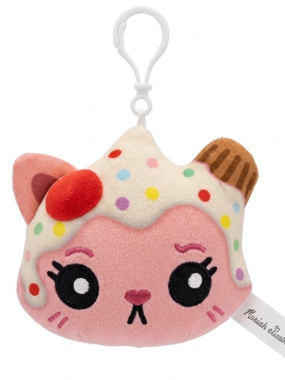 Pink Car Sprinkle covered cupcake clip on bag charm